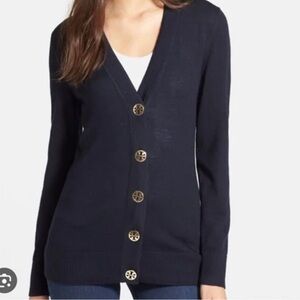 Tory Burch navy blue Simone Merino wool cardigan S